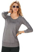 Sexy Gray Scoop Neck Long Sleeve Sweatshirt